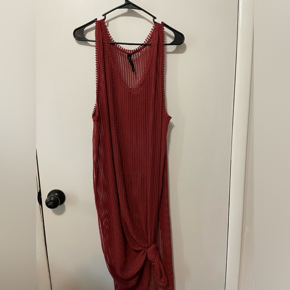 Out From Under Red Mesh Swimsuit Coverup